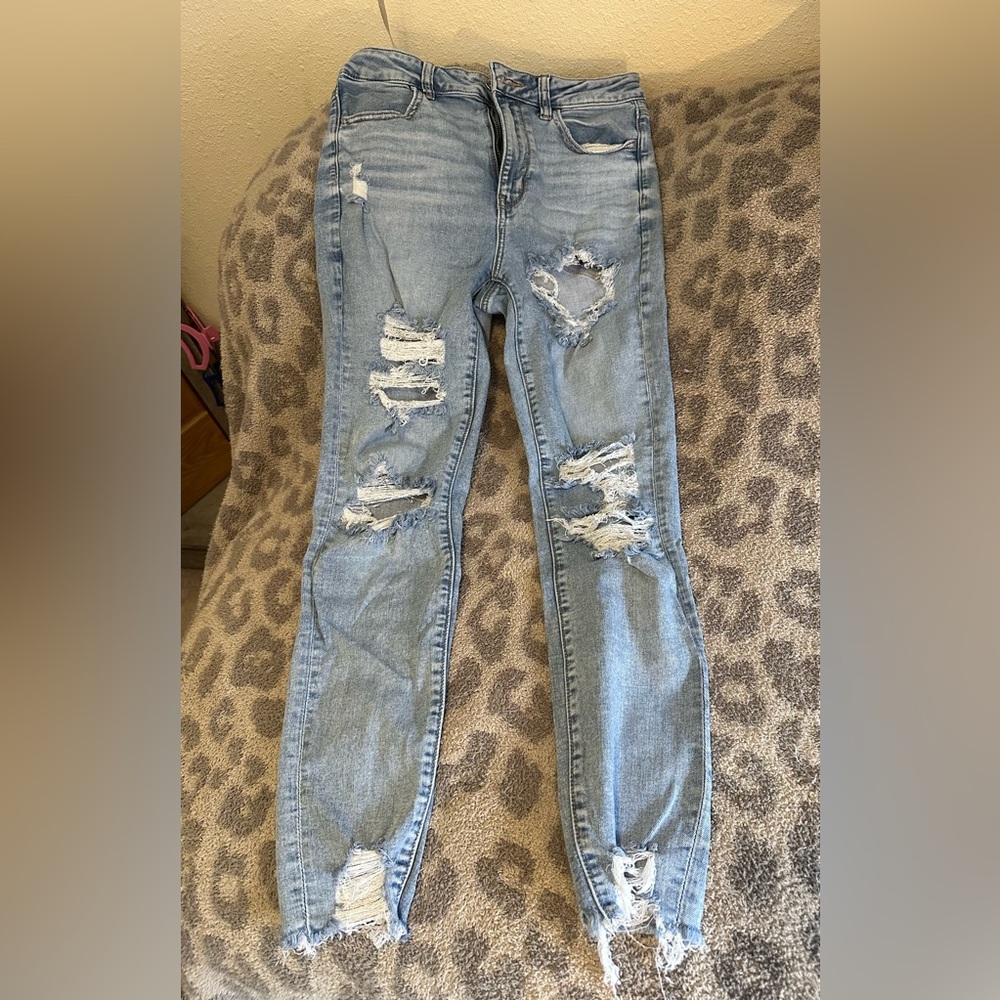 american eagle high rise jeggings light wash